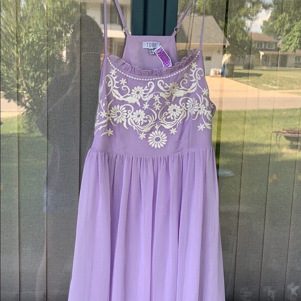 ❤️ Lavender spaghetti sheer dress embroidered p1